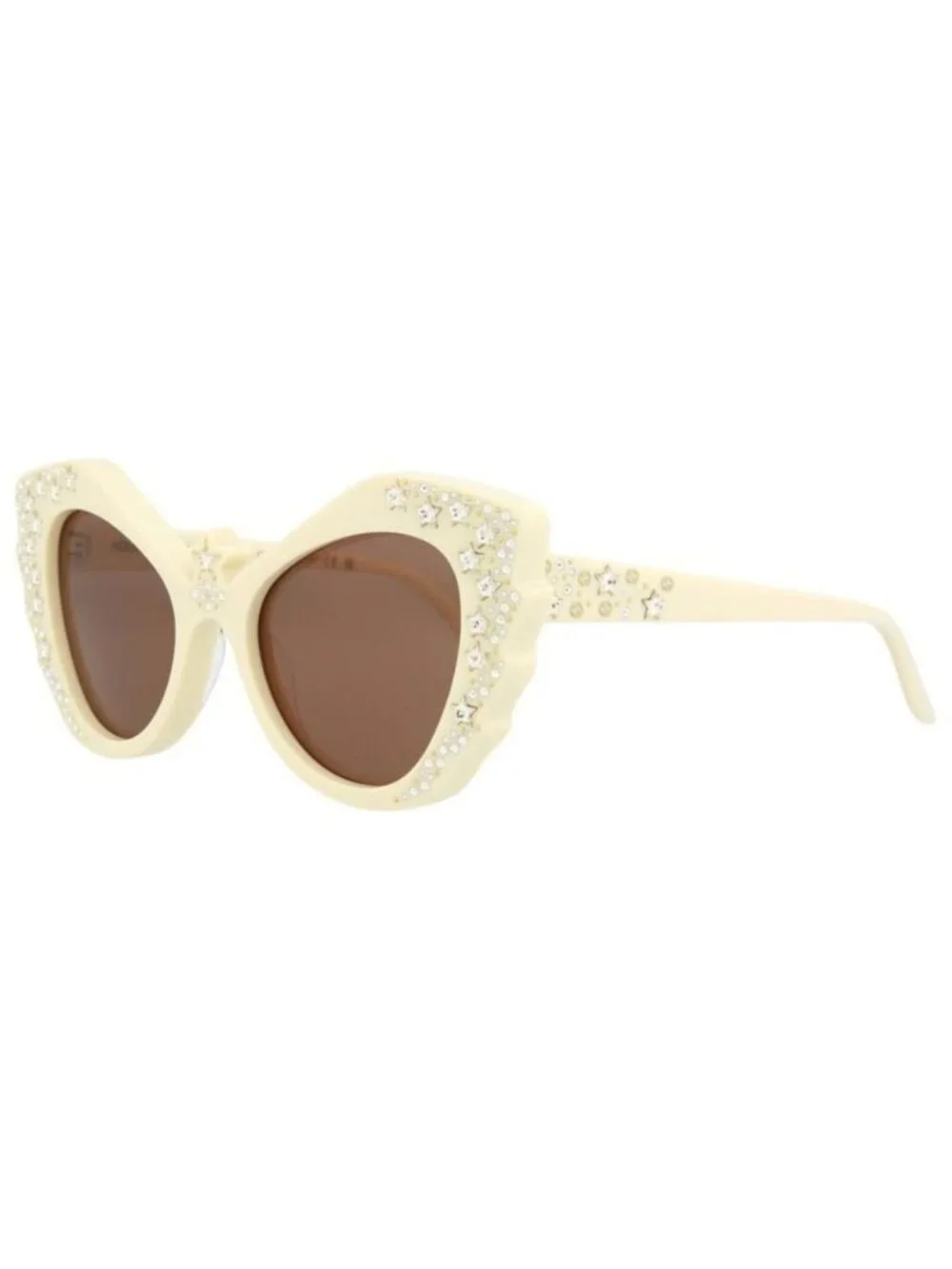 New Gucci Womens Cat Eye Ivory Ivory Brown Fashion Designer Sunglasses